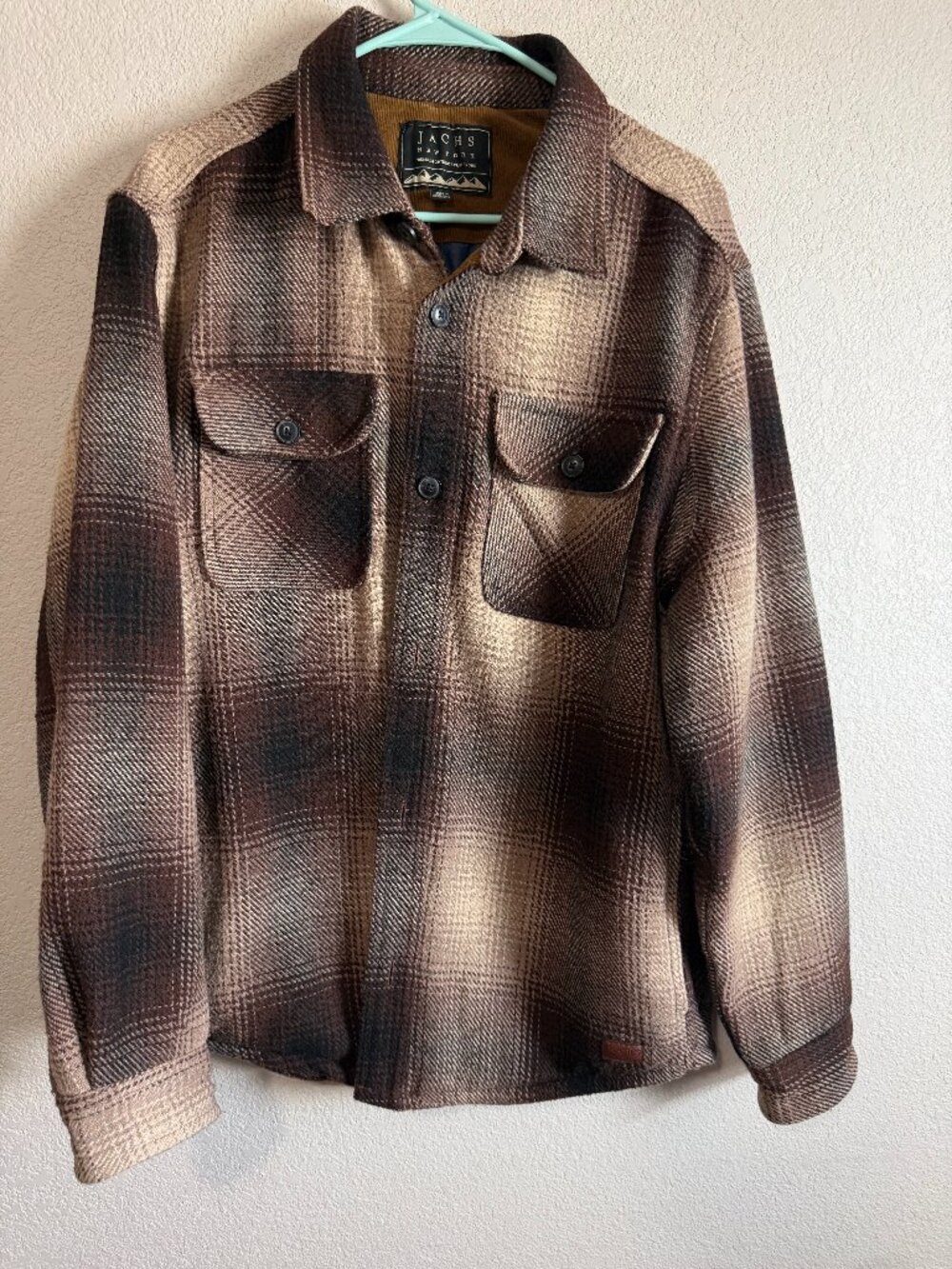 Men's Large Jachs New York Brown Plaid Flannel Shacket (Check Measurements)